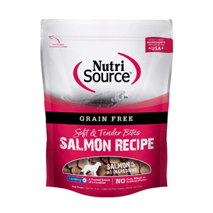NutriSource Grain Free Salmon Bites Dog Treats 6oz nutrisource, nutri source, salmon, dog treats, salmon Bites, gf, grain free